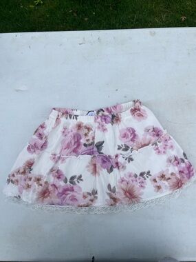 Floral Tiered Skirt - Pink White